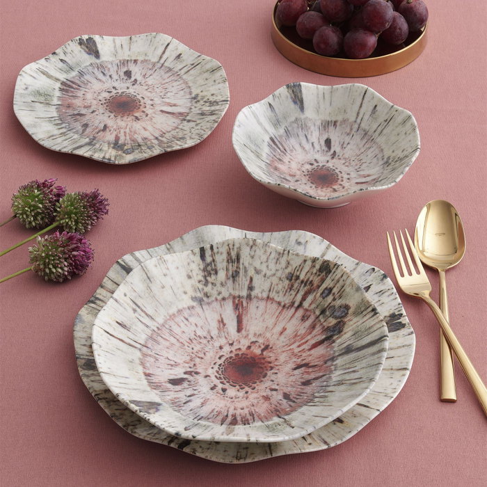 Hermia GBSNES24Y41001159 Vajilla de Porcelana de Lujo y Elegancia para 24 Personas, Apta para Lavavajillas y Microondas